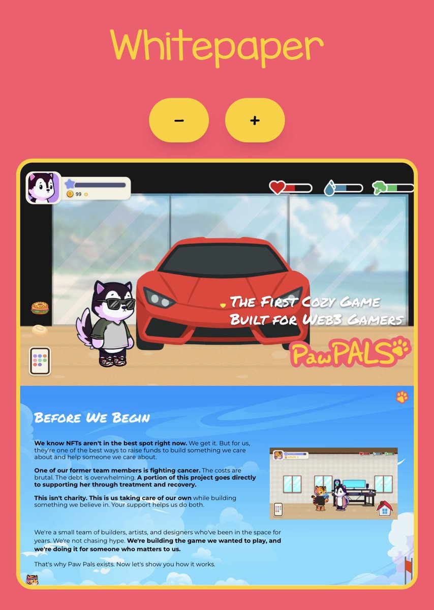 Thinking of getting back on NFTs? 

Check out <a href="/PawPalsHQ/">PawPals</a> website

Solid Whitepaper with fun Tokenomics, demo and presale available here:
pawpals.tech

Thank you, <a href="/Catharsiscult/">Catharsiscult</a> for letting me work on this with you!