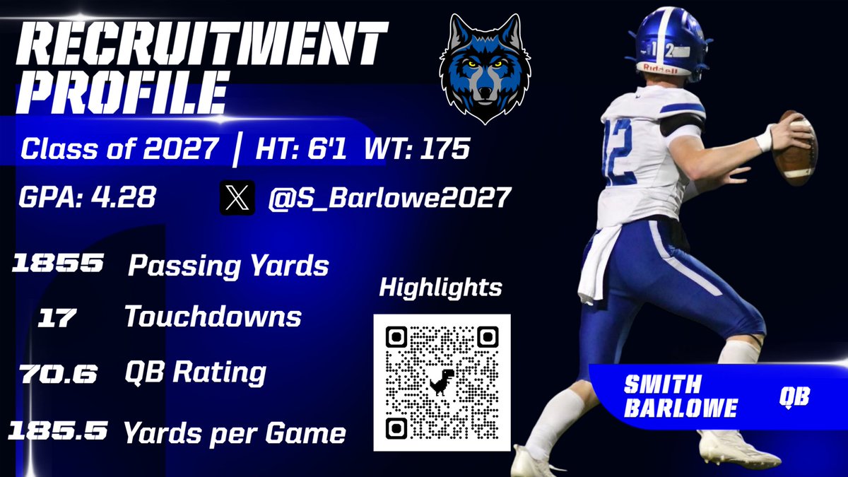 ParkwoodFB's tweet photo. Smith is a sneaky athlete, with lots of room to grow. He’s very raw from a talent perspective! Has a calm demeanor, with a fiery edge. He is a gritty kid with great upside and will continue to grow with experience! @s_barlowe2027 https://t.co/xLqBlTDB6K
