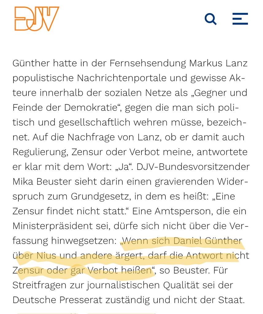 jreichelt's tweet photo. Daniel "Kiel Jong-un" Günther hat es geschafft, den sehr NIUS-kritischen DJV zu NIUS-Verteidigern zu machen (hoch anständig!) und "Schock" mit seiner Zensur-Forderung auszulösen. https://t.co/4opLYmM4Pj https://t.co/JQhDVjN8ZH