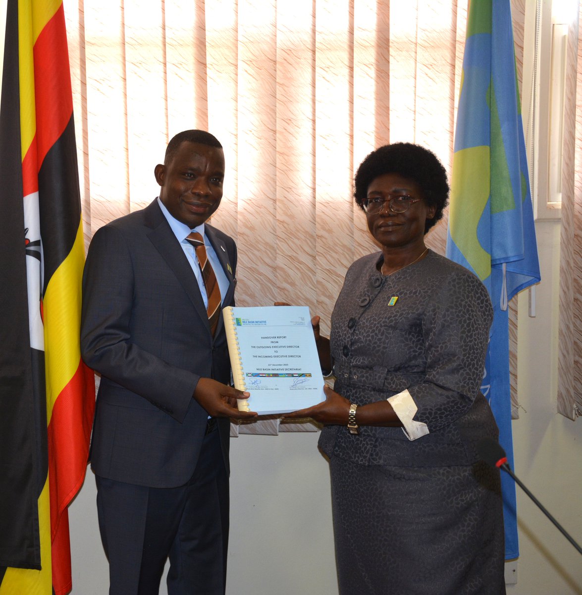 nbiweb's tweet photo. #NEWSRELEASE
12 January 2025
Nile Basin Initiative welcomes new Executive Director, Burundian national Dr. Eng. Nestor Niyonzima 🇧🇮

ENTEBBE – The Nile Basin Initiative (NBI) today welcomed Dr. Eng. Nestor Niyonzima, its 12th Executive Director 📸👇

Endorsed by NBI’s highest governing body, the Nile Council of Ministers (Nile-COM) during their 33rd meeting in Bujumbura, Burundi on 6 December 2025, Dr. Eng. Niyonzima replaces Ugandan Dr. Florence Grace Adongo as Uganda’s two-year term for stewarding the regional organisation came to an end in December 2025.

Dr. Eng. Niyonzima is the second Burundian national to serve as Executive Director of NBI, following Mr. Audace Ndayizeye, who served in the position from 2006 to 2008. Stewardship of the NBI rotates every two years among its Member States in English-language alphabetical order, based on endorsement by the Nile-COM.

Dr. Callist Tindimugaya, who represented NBI’s host country Uganda on the institution’s Technical Advisory Committee (TAC), congratulated the new Executive Director, noting that he started out “running” by driving critical discussions on cooperation and socio-economic investments in the Nile Basin.

Dr. Callist commended Dr. Florence Grace Adongo for her leadership, good work and fruitful collaboration with NBI’s governance organs and partners.

Born in 1982, Dr. Eng. Niyonzima was nominated by the Government of Burundi through the new Nile-COM chairperson and Minister of Environment, Agriculture and Livestock, Ms. Calinie Mbarushimana. 

He holds a PhD in #WaterEngineering, the equivalent of a Master’s degree (engineer) in Hydraulics Engineering and Water Management, and a Diploma in University Teaching from the Moscow State University of Environmental Engineering in the Russian Federation.

Dr. Eng. Niyonzima held various senior positions within Burundi’s Ministry of Hydraulics, Energy and Mines. Most recently, he served as Director General of the Burundian Agency for Hydraulics and Sanitation in Rural Areas and headed the Project Executing Agency for the Programme for the Water Sector and Strengthening Resilience to Climate Change. He also worked as a senior lecturer at the University of Burundi.

Commenting on his appointment, Dr. Eng. Niyonzima said, “Today marks a defining moment for the millions of citizens of the Nile Basin, whose lives depend on the decisions we make and the actions we take together.”
Addressing partners, staff and TAC members from NBI’s Member States, the new Executive Director said he was starting out on a “strong foundation”.

He outlined his priorities, which include strengthening trust and cooperation among member states of NBI, accelerating implementation of NBI’s 10-year strategy and delivering results that matter to people.

Under the leadership of Dr. Florence Grace Adongo, NBI registered significant achievements. The institution mobilised regional partners, including @IGADsecretariat  @EAPowerPool and @EAC_LVBC to finalise the Nile River Basin Investment Programme. This programme contains high-impact projects designed to boost socio-economic development across the Basin while reversing environmental degradation.

In addition, NBI revitalised the Regional Hydrological Monitoring System. Regional experts now regularly work together converting hydrological data – on water quantity and quality – into early warning information and advisories to support preparedness against climate extremes in NBI’s member countries. 

Other achievements include youth training programmes and NBI’s advanced efforts to establish a Nile Basin Centre of Excellence, building on the organisation’s robust shared knowledge base and its 17 information systems.