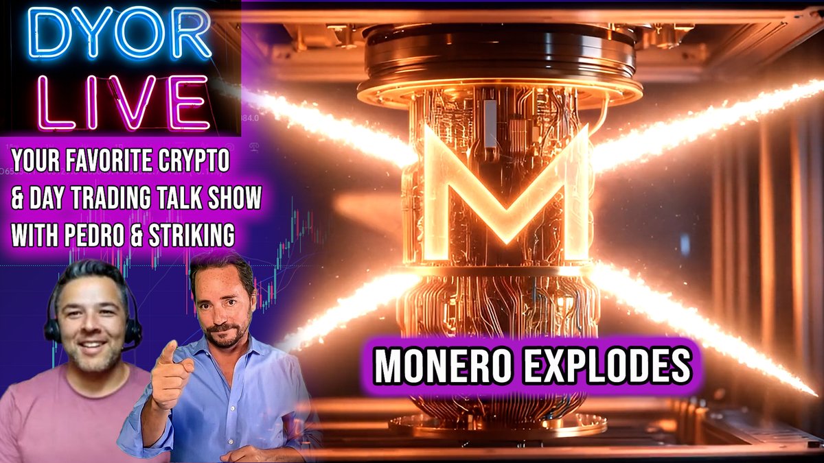Market Update and Monero Privacy Coin EXPLODES!
Join us on DYOR Live today to talk about the Day trading markets - 12:05pm ET (utc-5) 
youtube.com/live/noZXLAzm-…
or
rumble.com/v748b4w-market…
<a href="/pedrojrgarcia79/">Pedro Garcia Crypto Chart Analyst</a> <a href="/DYOR_Media/">DYOR Media</a>