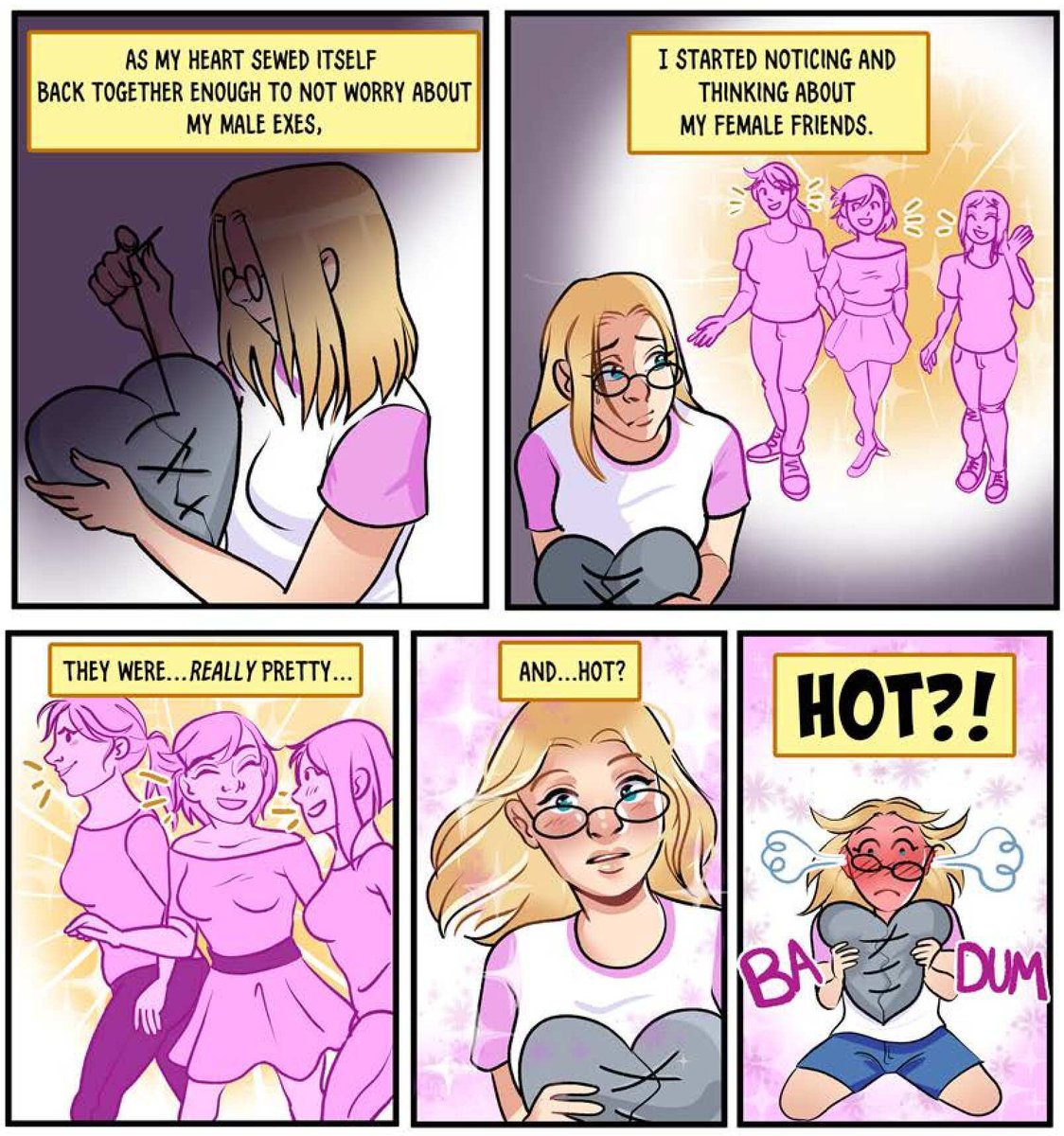 batattackk's tweet photo. I LOVE WHEN WOMEN!!!💖💜💙#wlw #sapphiccomics #comicartist #OWNVoice #graphicnovel #bisexuality #bipride #queercomics #bisexual #sliceoflifecomic #autobiocomics https://t.co/LlVVDPYzAL
