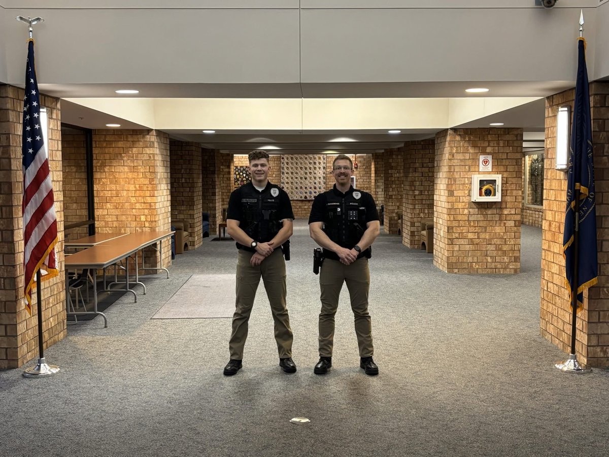 KearneyPolice's tweet photo. Last week, Recruit Officers Josh Goodbrake and Ethan Mroczek completed their first week of basic training at the Nebraska Law Enforcement Training Center. 

This marks the beginning of a challenging, yet very rewarding journey.  We are proud of the dedication and commitment they have already shown. 

Keep up the great work gentleman!  We’re cheering you on!  💪🏼🔵👮‍♂️

#JoinKPD