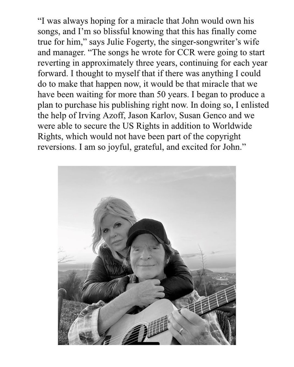 John_Fogerty's tweet image. It’s been three years since everything changed. In 2023, John finally regained the publishing rights to his music, and we’ve been celebrating ever since.