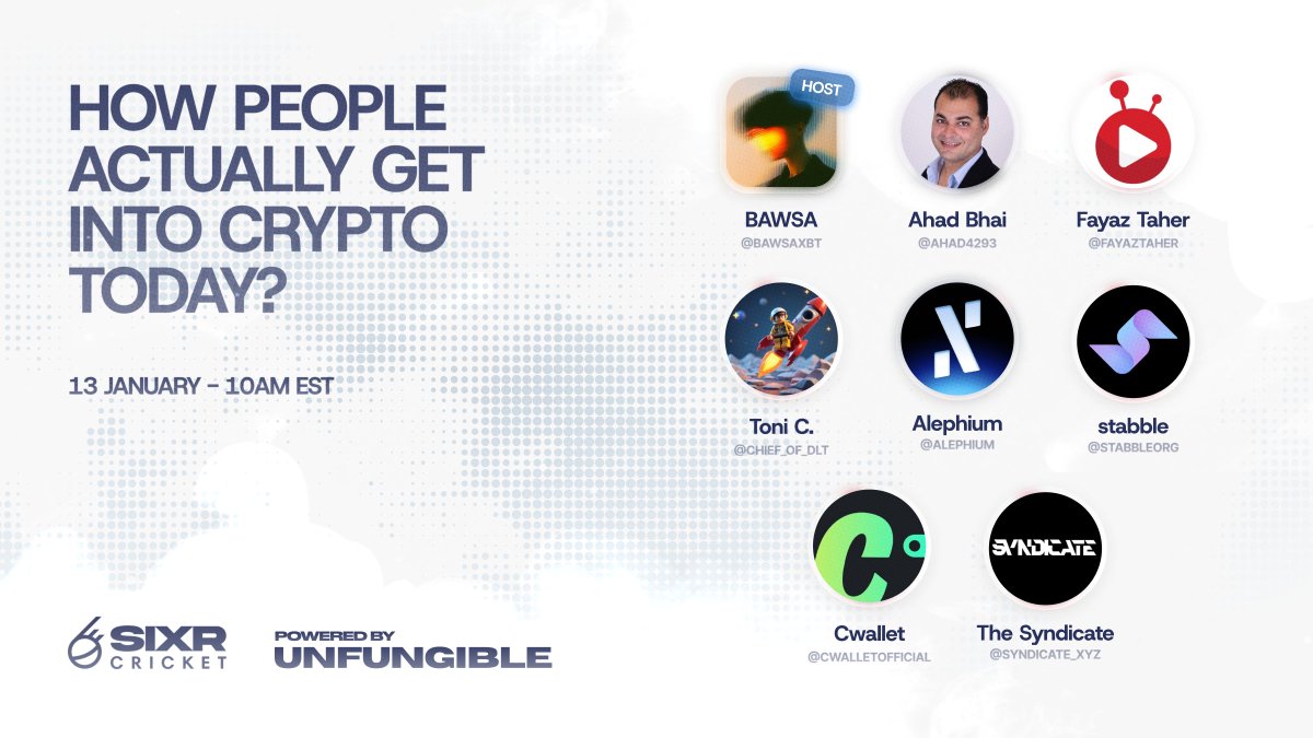 Join us on our weekly spaces tomorrow. Topic: How People Actually Get into  Crypto Today? 📅 January 13 - 10 AM EST Set your reminders below!