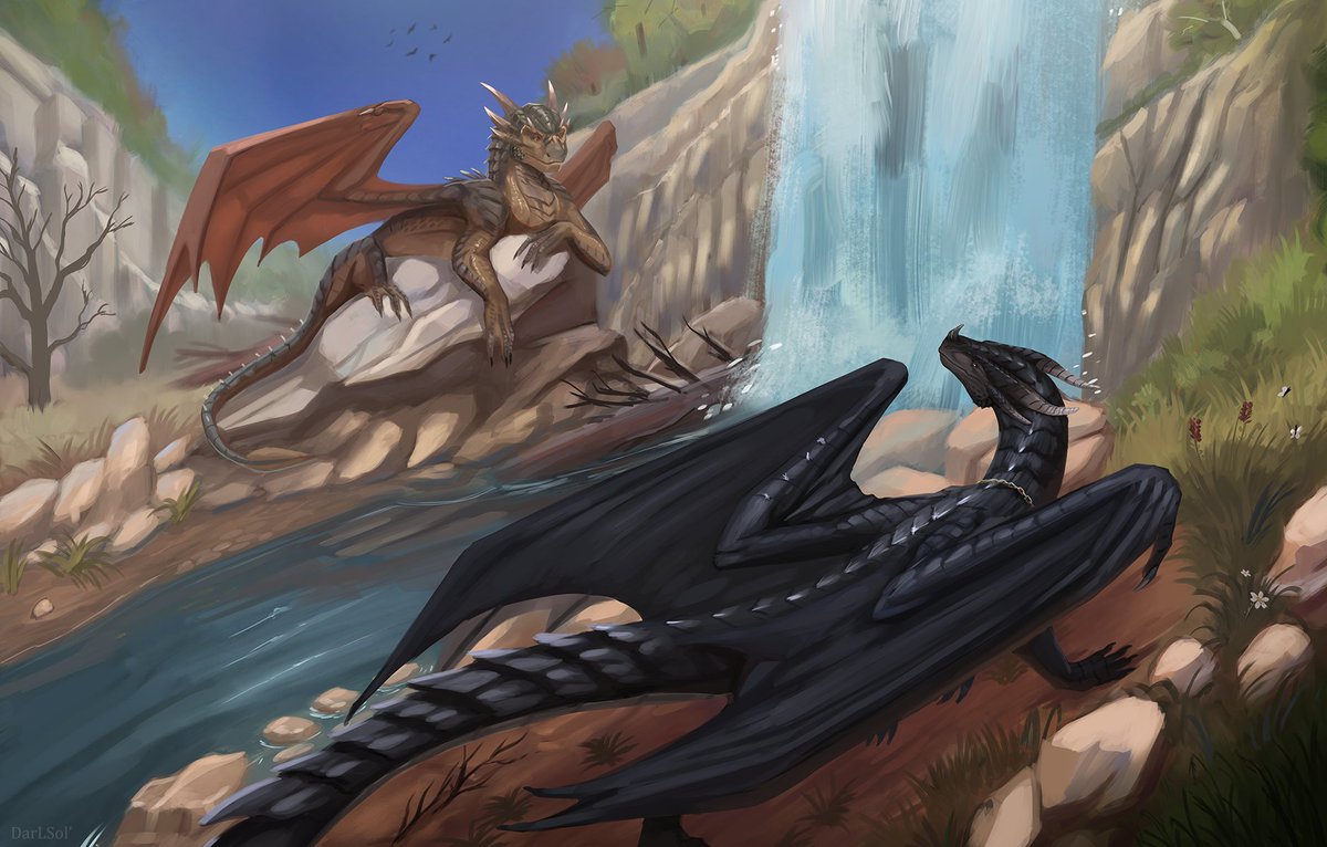 DarLSol1's tweet photo. #dragonart #dragons #Draco 

Boosty reward for @Mazrogal125674 

Once upon a time, Maz told me how much he loves Draco and that his character is based on inspiration from this universe! For this illustration, we decided to introduce Maz to his literal father figure :D https://t.co/yaFXo83yNM