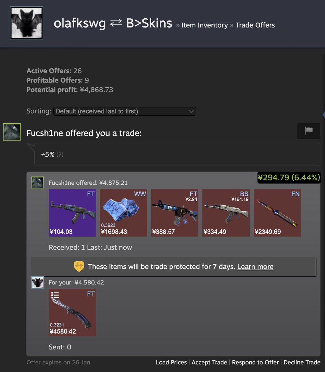 olafkswg - Buying Skins 95% tweet media