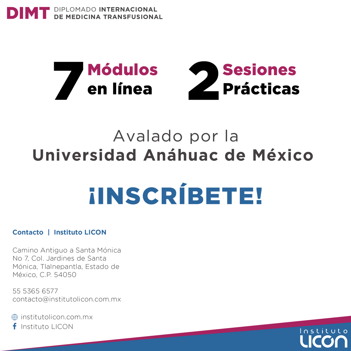 El Diplomado Internacional de Medicina Transfusional te ofrece una modalidad híbrida que combina clases en línea y presenciales.

¡Inicia el 04 de febrero!
