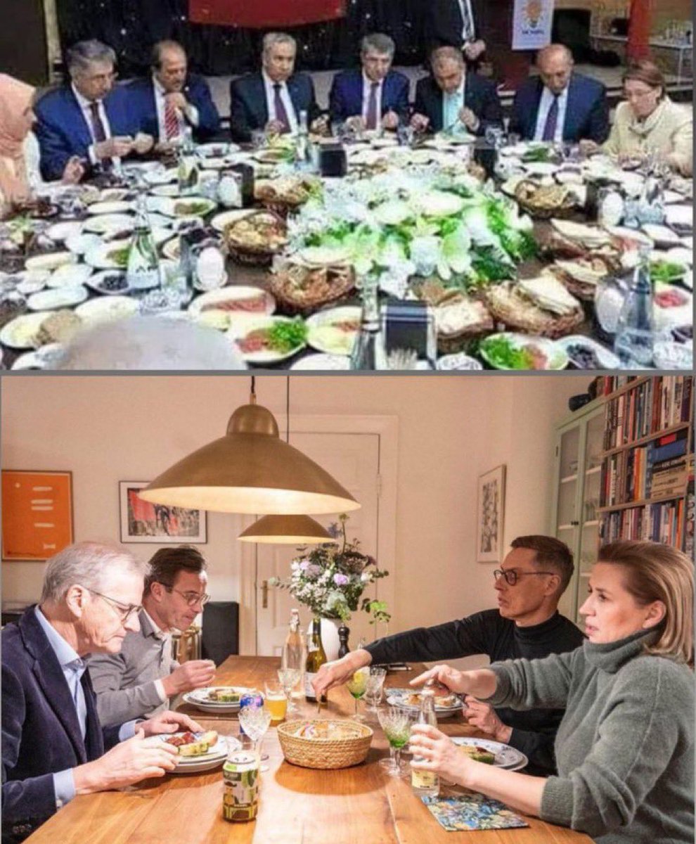 Kemalistilkay1's tweet image. Üstteki fotoğraf:
Ev kiralarının asgari ücretin iki katına çıktığı, işçisi ve emeklisi açlık sınırı altında yaşayan “Müslüman” bir ülkenin bakan ve vekillerine ait.

Alttaki fotoğraf:
Dünyanın en huzurlu ülkeleri sıralamasında ilk 4’te yer alan ülkelerin “gavur” başbakanlarına…