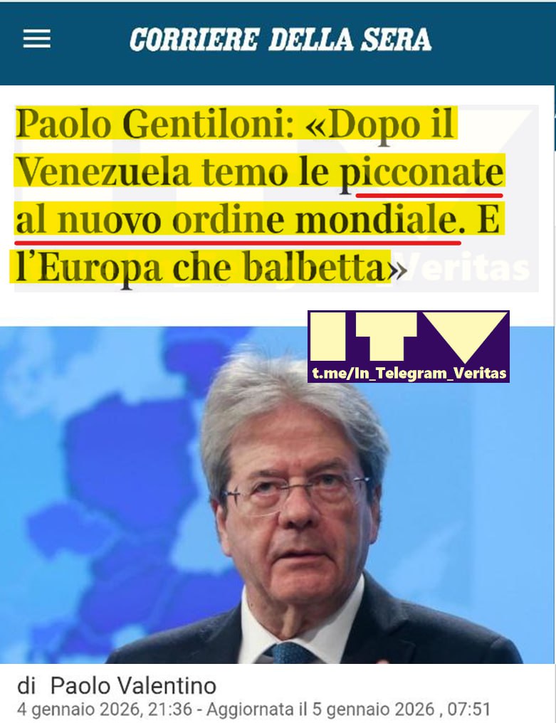 Felyorfelix's tweet image. Ops ..
Anche l'argutissimo Gentiloni, mente raffinatissima, si accorge che il nuovo ordine mondiale, quello dei "suoi" globalisti, è morto
#UE ☠️
#Trump