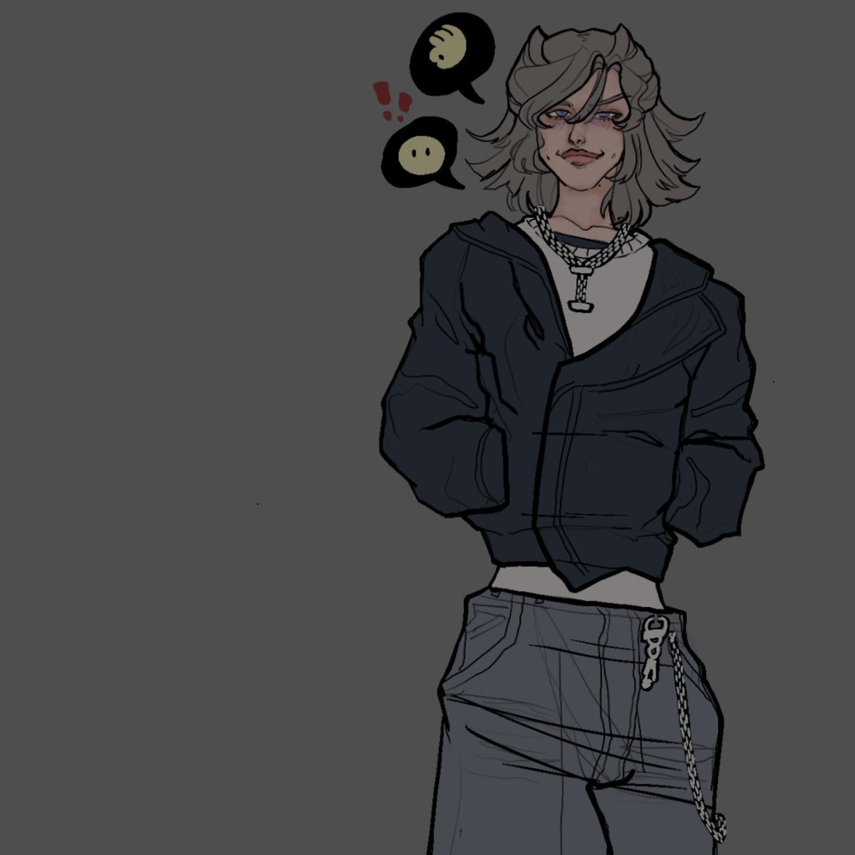 Majuuina's tweet image. Orion casual wear, not sure how to describe this this style besides maybe street wear? He wears a lot of tight long sleeve, vneck, jackets, skinny jeans, baggy jeans etc etc

#artmoots #arttwt #oc