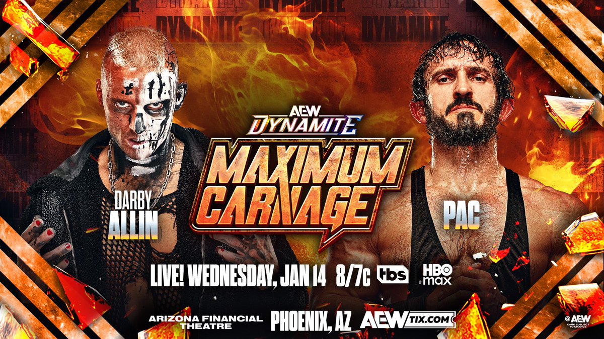 AEWLive's tweet image. AEW heats up PHOENIX THIS WEDNESDAY 🔥

#AEWDynamite comes to the @azfinancialthtr for a can’t-miss night of AEW action.

🎟️ Get your tickets NOW!

ticketmaster.com/event/1900637A…