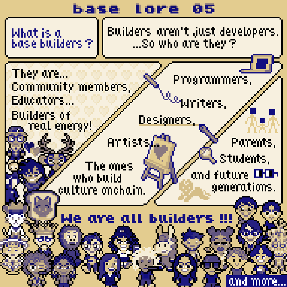 PanicNFTs's tweet photo. base lore EP 05 & 06 by @Hitchist

builders aren’t just developers
they’re artists, writers, collectors
community members

people who show up
and build culture together

connection turns real
value moves between people

post what you love
earn on the @baseapp

this doesn’t feel temporary
it feels like a beginning