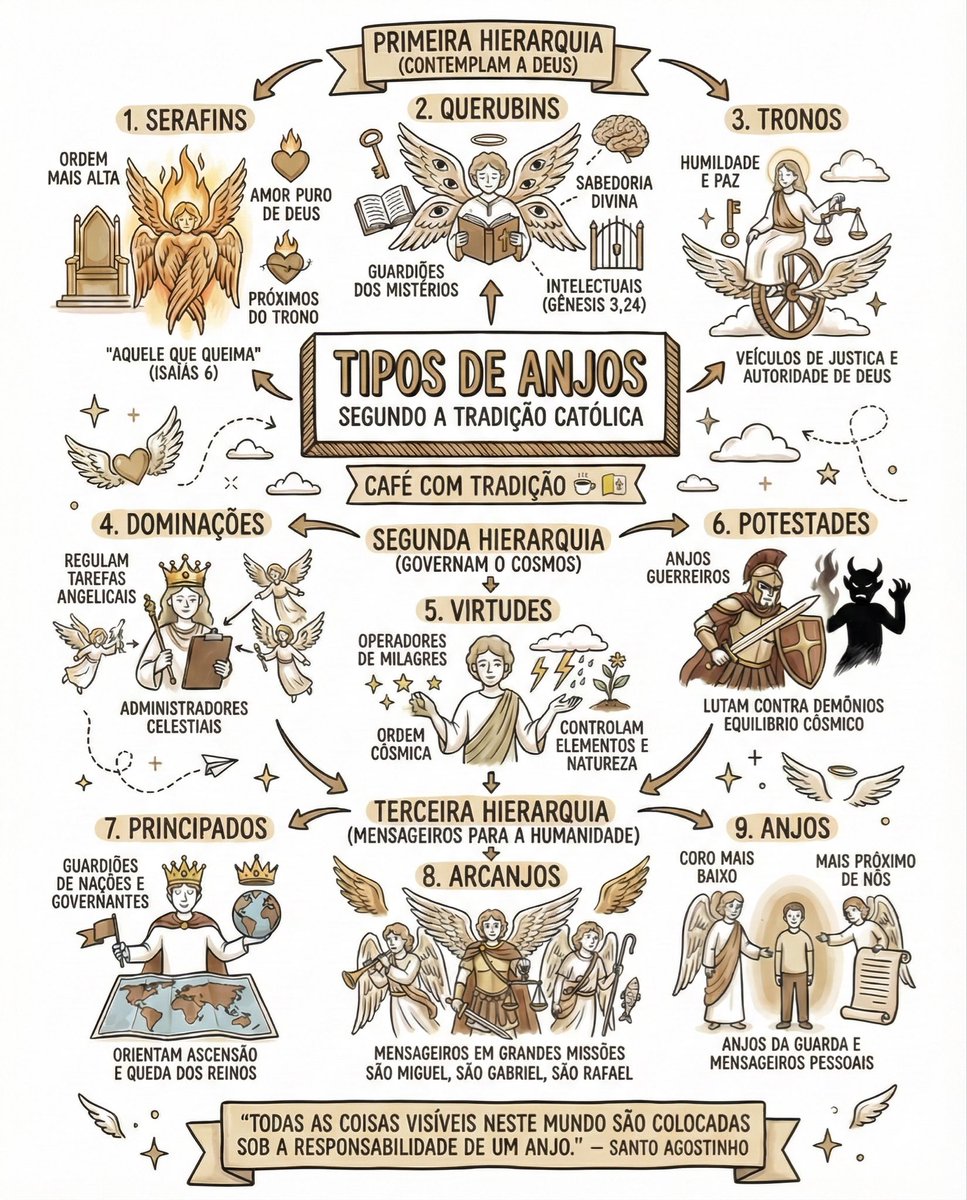 cafecomtradicao's tweet image. Tipos de anjos segundo a tradição católica