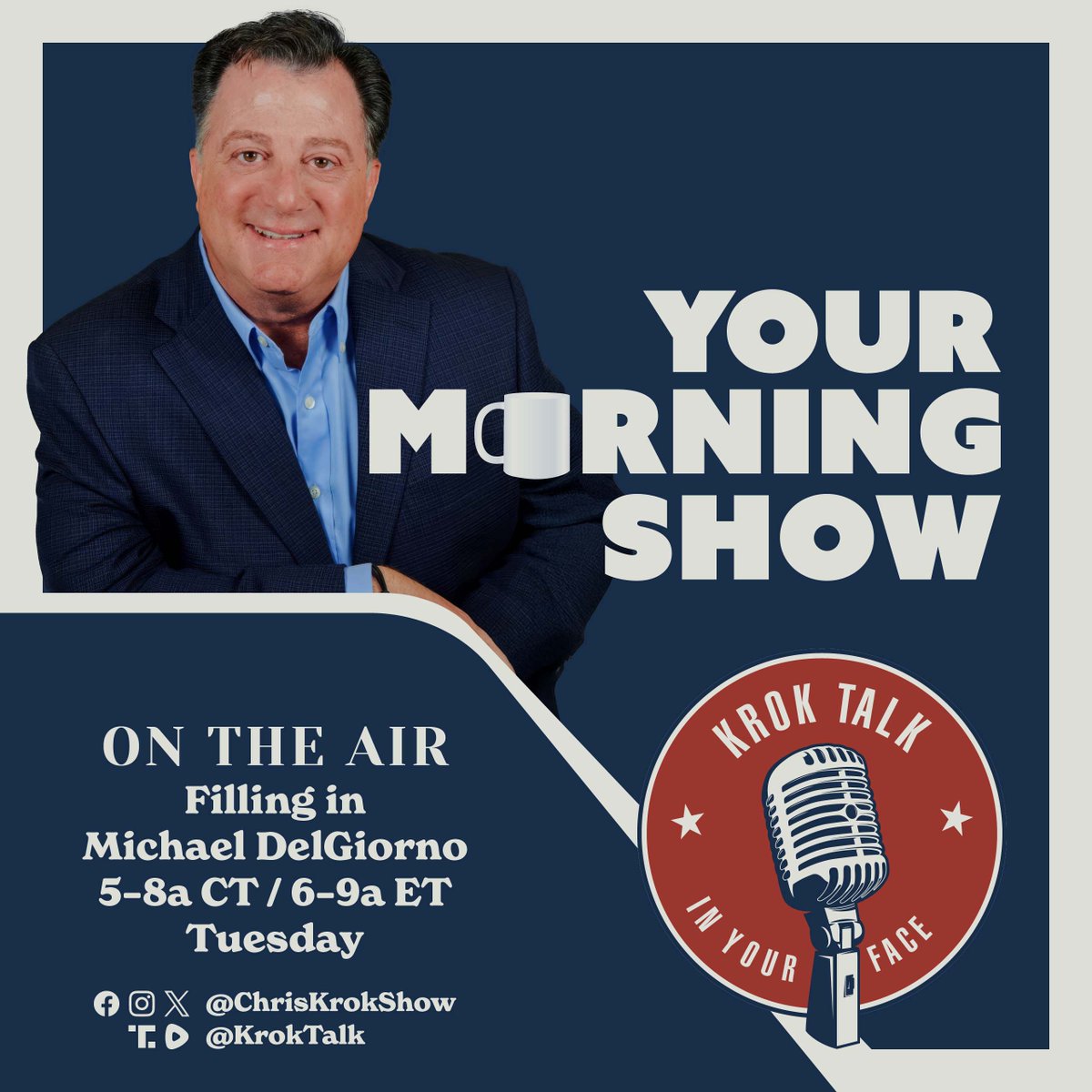 chriskrokshow's tweet image. I'll see you Tuesday morning across America on 107 stations from 5-8am CT in for Premiere Radio Networks' "Your Morning Show with Michael DelGiorno".