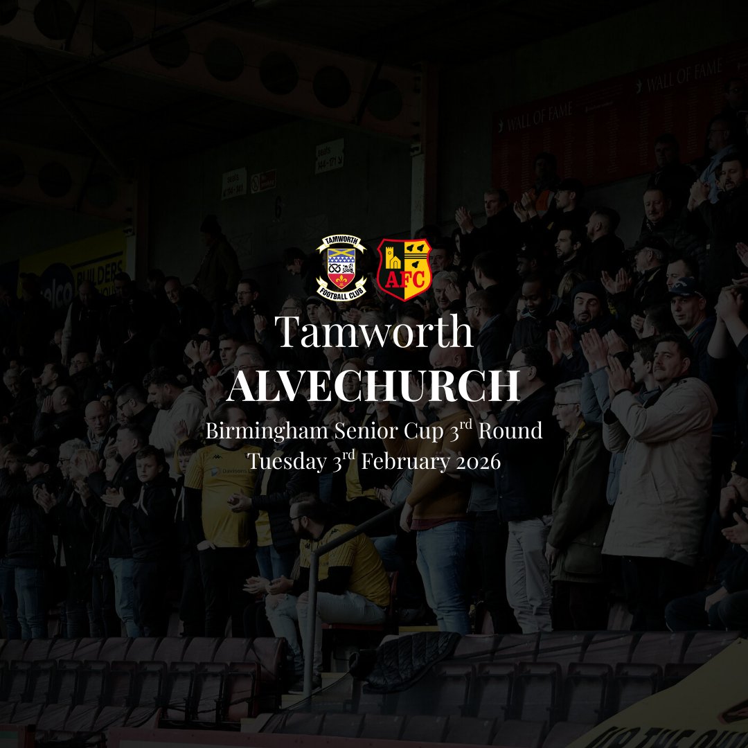 Our postponed Birmingham Senior Cup tie against <a href="/tamworthfc/">Tamworth Football Club</a> will now be played on Tuesday 3rd February ⚽️

#UpTheChurch⛪️