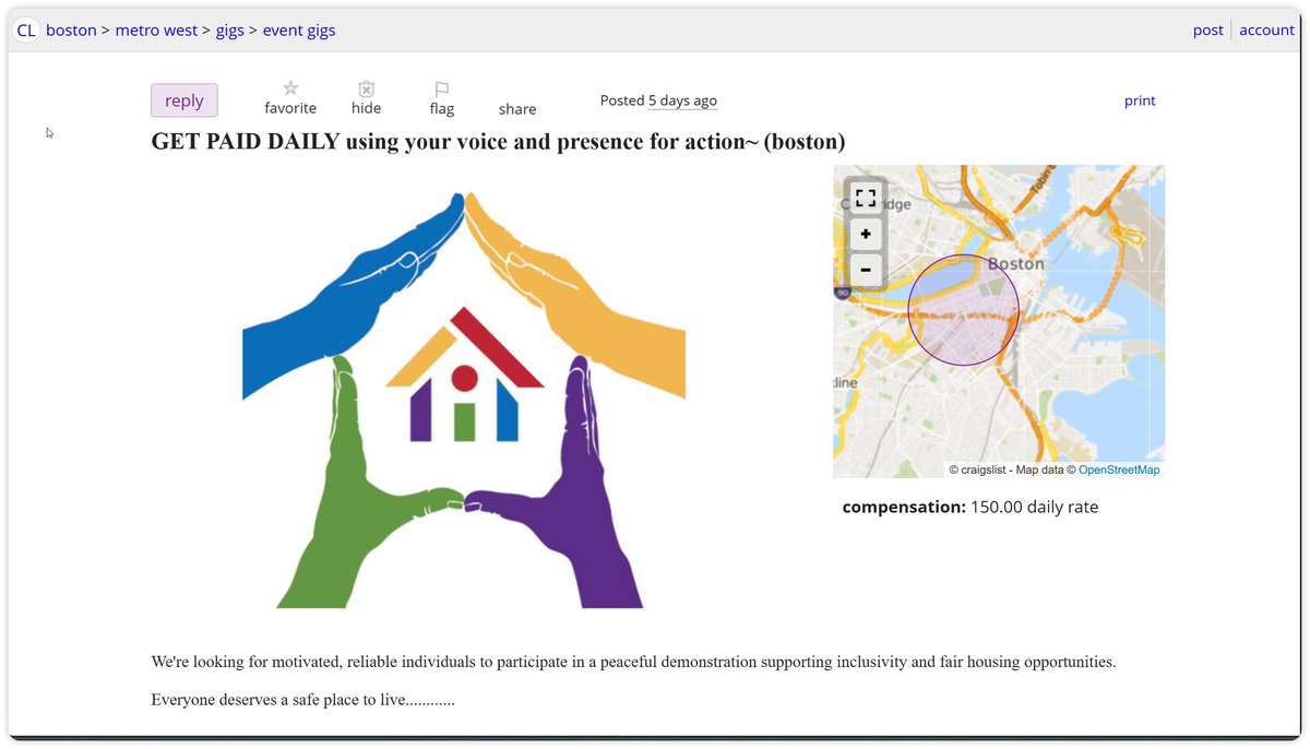 Paid protests in Boston? Say it aint so