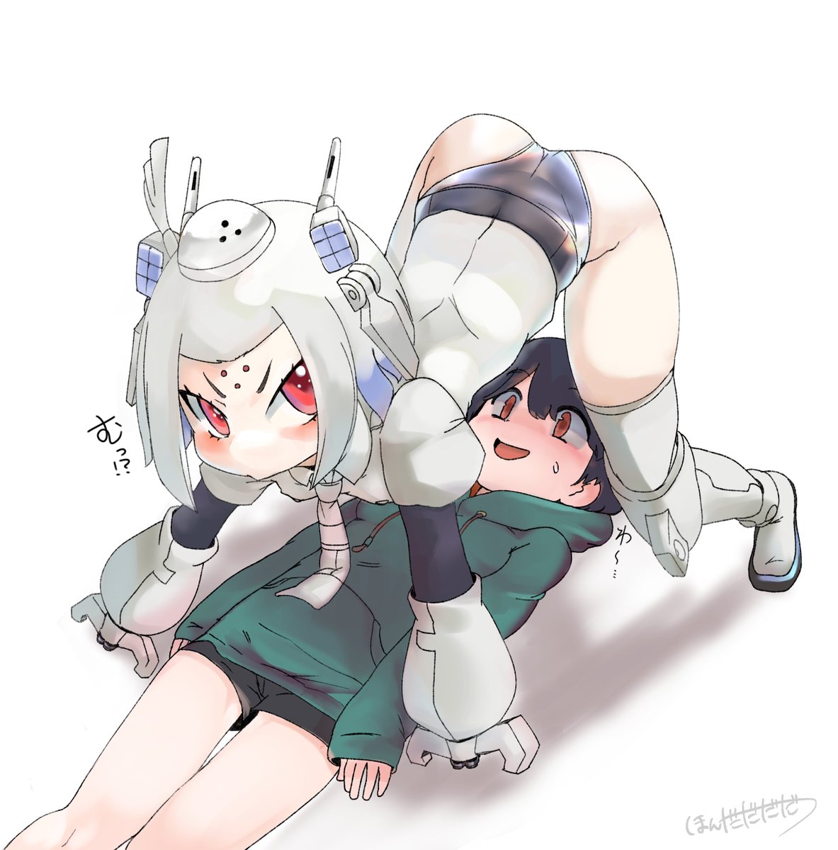 おさげ隊長の昼寝を覆い被さって死守するHAW206ちゃん 