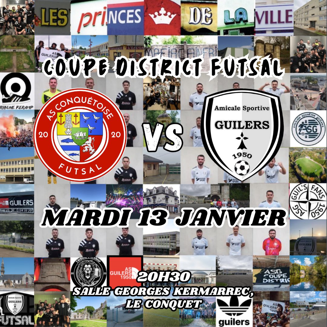 AS_Guilers's tweet image. ~ SÉNIORS FUTSAL ~

Second match de Coupe District pour les Séniors Futsal demain soir, et cette fois c’est un déplacement au Conquet ! ⚽️

Bon match à tous 😀

📅 Mardi 13 Janvier
🕘 20H30 
🏟️ Salle Georges Kermarrec, Le Conquet

ALLEZ GUILERS 🖤🤍