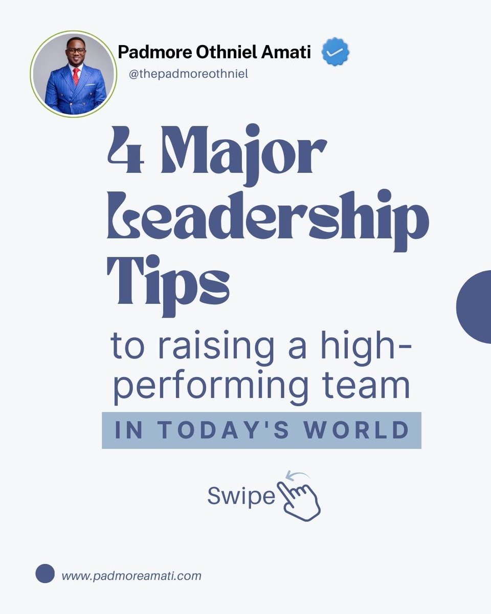 Pd_othniel's tweet photo. 🧵…

As the world of work keeps evolving, “High-Performing Teams” have become a necessity for every flourishing organization.

🚀Grasp these 4 Tips for 2026 and beyond.
A fruitful week ahead! 😎✌🏾

⬇️⬇️⬇️⬇️⬇️
#teambuilding #management #leadership #padmoreothniel #leadershiptips https://t.co/5dKV8NuvLH