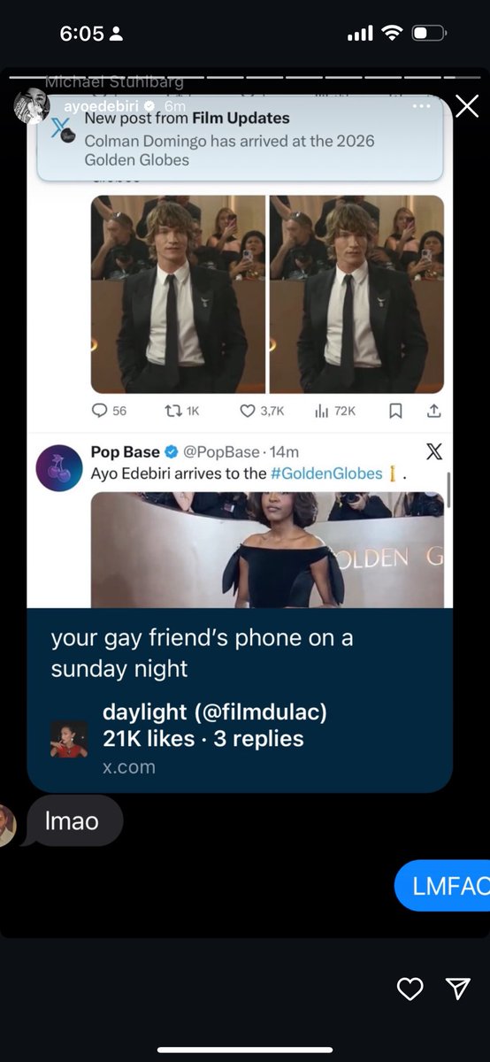 filmdulac's tweet image. AYO EDEBIRI THINKS IM FUNNY LIFE IS COMPLETE