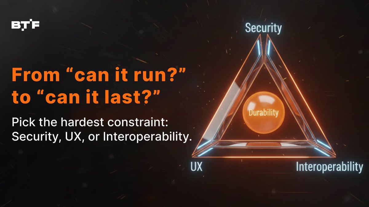 BTF_TBC's tweet image. When execution becomes native, the conversation shifts from “can it run?” to “can it last?”

Which constraint is hardest on Bitcoin L2s: security, UX, or interoperability?
#BitcoinLayer2 #LongTermDesign #BTCFi #TBC
