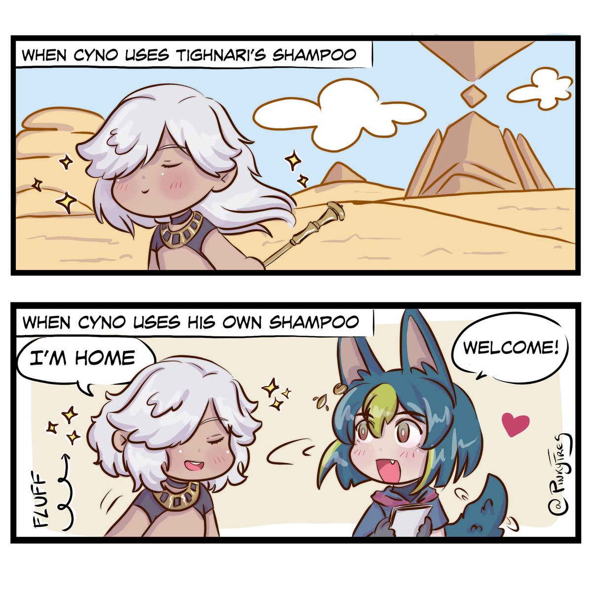 pinkyfres's tweet image. Some old #cynonari mini comics. #cyno #tighnari