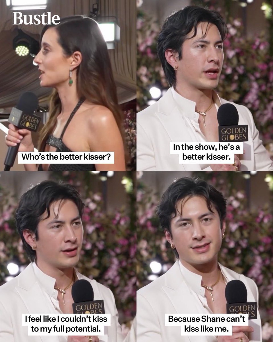 hudsonwupdates's tweet image. Who’s the better kisser? Hudson Williams and Connor Storrie answer #GoldenGlobes