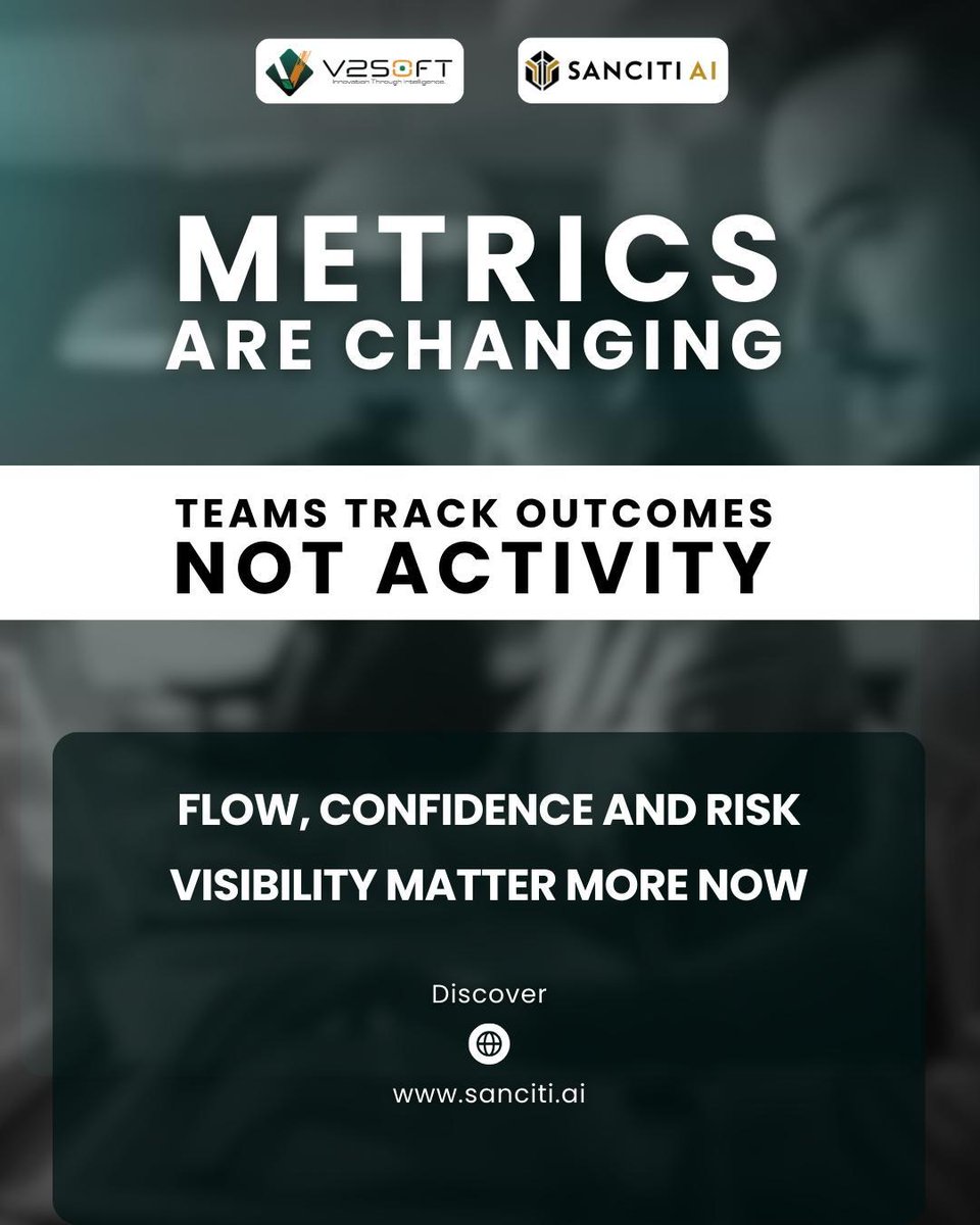v2soft's tweet photo. Outcome-focused SDLC is shaping modern delivery. Flow, predictability, and confidence now matter as much as speed. #SancitiAI supports this shift. https://t.co/3ipBMmb7KU

#OutcomeDriven #SDLCMetrics #EngineeringFlow #AgenticAI #EnterpriseAI #ModernSDLC #AIEngineering https://t.co/g0Ze1Qec3g