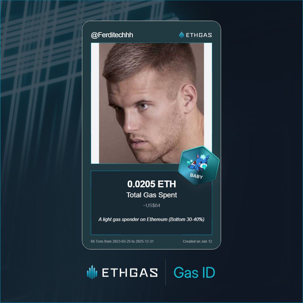 Ferditechhh's tweet photo. Discovered my Gas ID via ETHGas - turning my gas spend into rewards 🫘

As a Baby Jack, I've spent 0.0205 ETH on gas but earned 4 Beans back.

Get your Gas ID and Beans here: https://t.co/iHhjgGd5NH https://t.co/j5G4l0PnNh