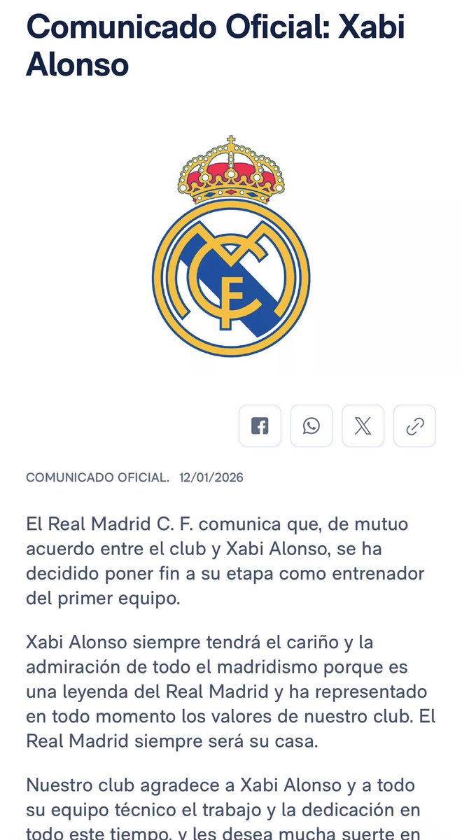 ClaudiaTorresHN's tweet image. Bomba 💣 XABI ALONSO FUERA DEL REAL MADRID. 

La derrota ante el Barça pasó factura 😳