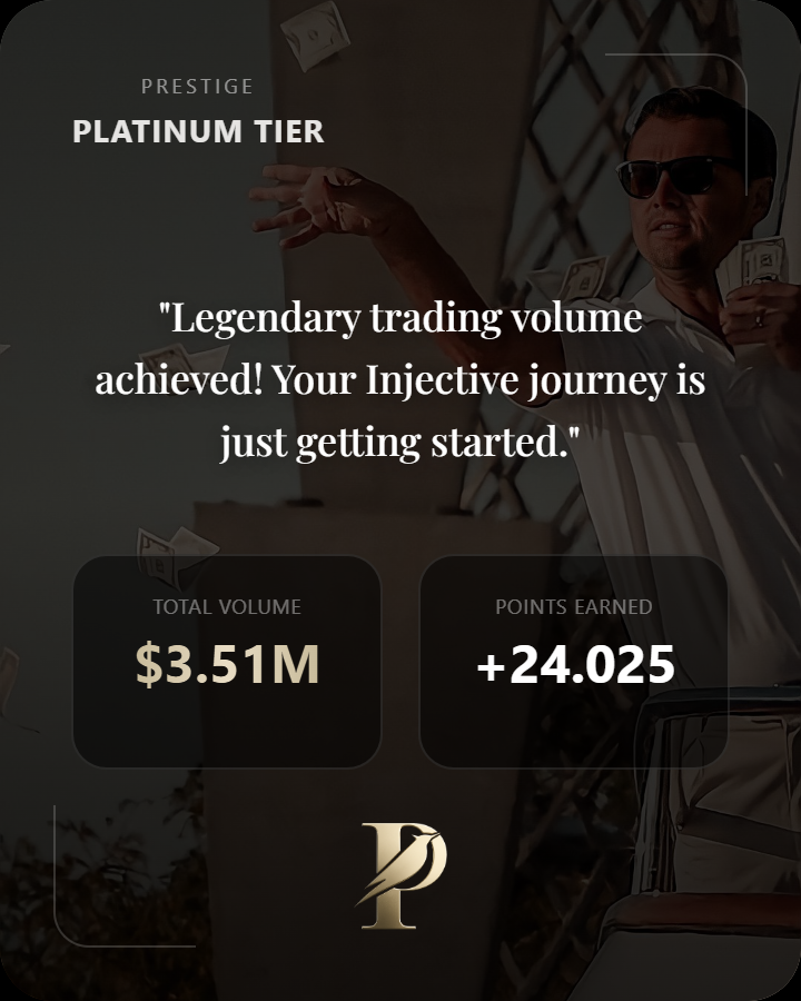 philchromi's tweet photo. As someone who trades on Injective every day, it felt good to see what my volume added up to and be rewarded for it on @ParadyzeFi.

📊 Volume: $3.51M
⭐ Prestige: +24.025

If you're an @injective trader, claim yours at https://t.co/mhbet456El https://t.co/127C5poda2