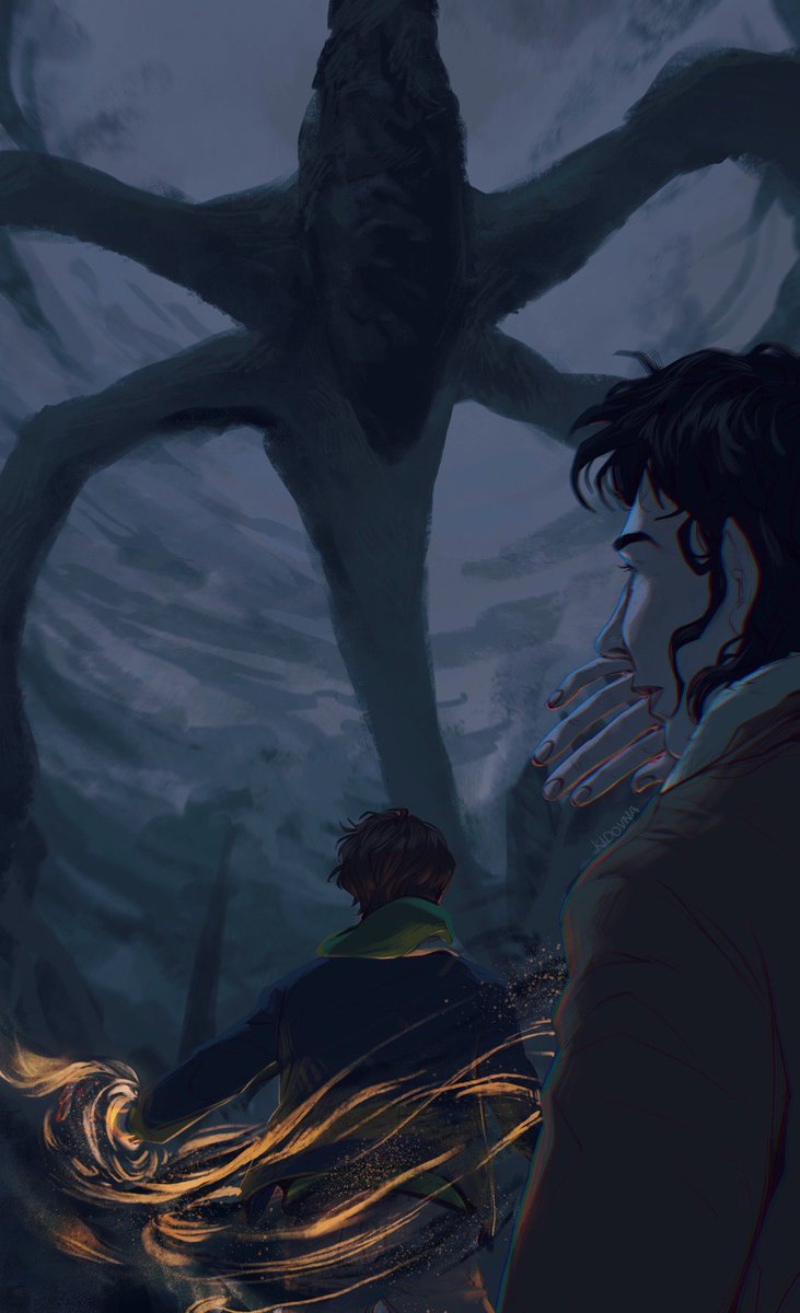 in light of the will vs. mind flayer fight that got cut out from the finale, here’s a very old artwork i did of will taking control of the mind flayer. in its original form. #StrangerThings