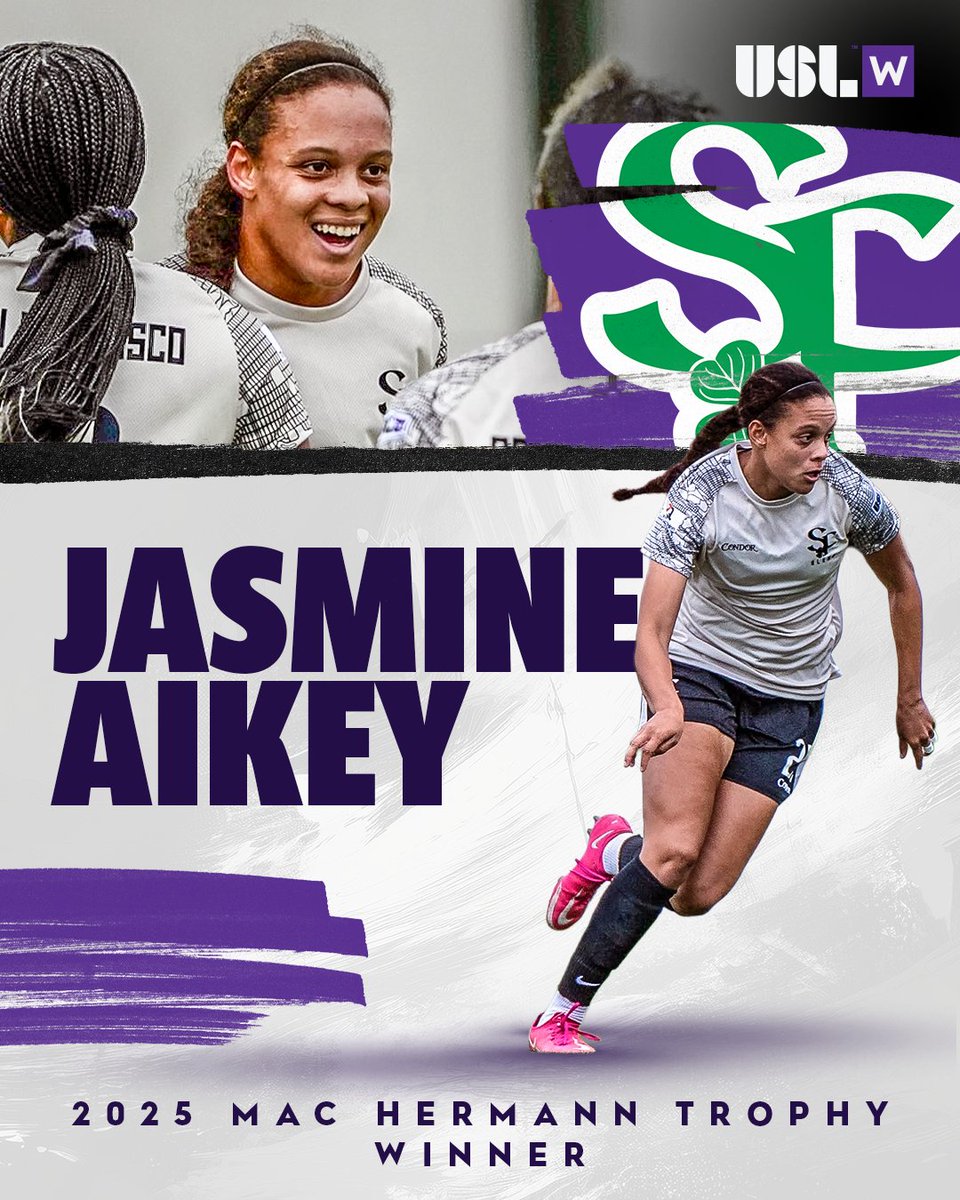 She's THAT girl 💅

Congratulations to <a href="/SFGlensSC/">San Francisco Glens SC</a>'s Jasmine Aikey on being named the 2025 MAC Hermann Trophy winner! 🏆