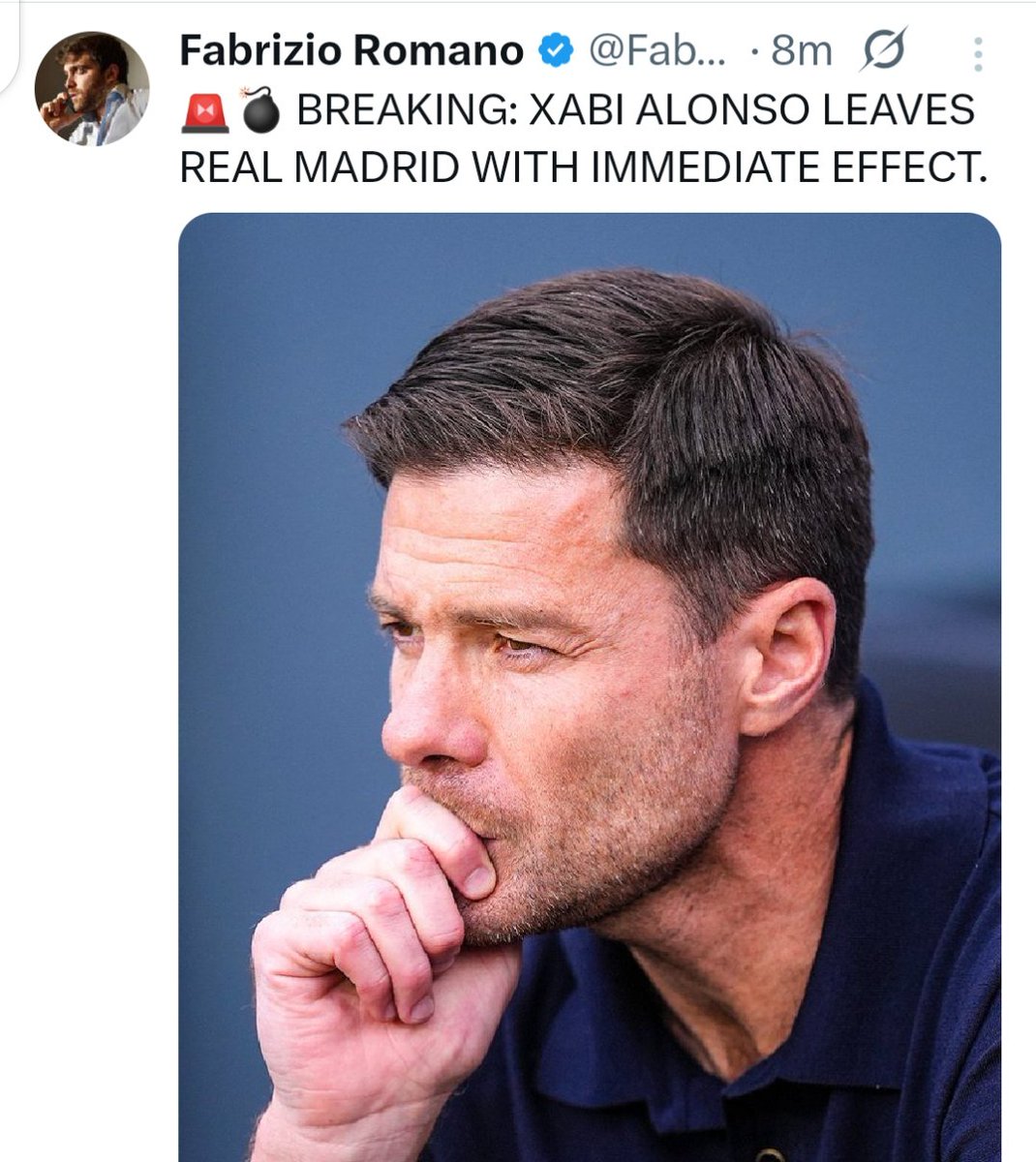 Yangmc5's tweet image. Breaking: Real Madrid sack legendary Xavi Alonso after losing to Barcelona yesterday.