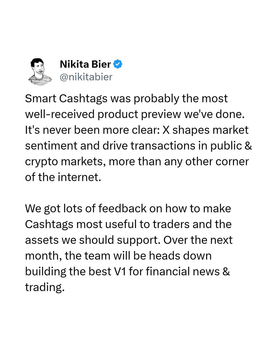 JUST IN: X to build financial news and trading features. 