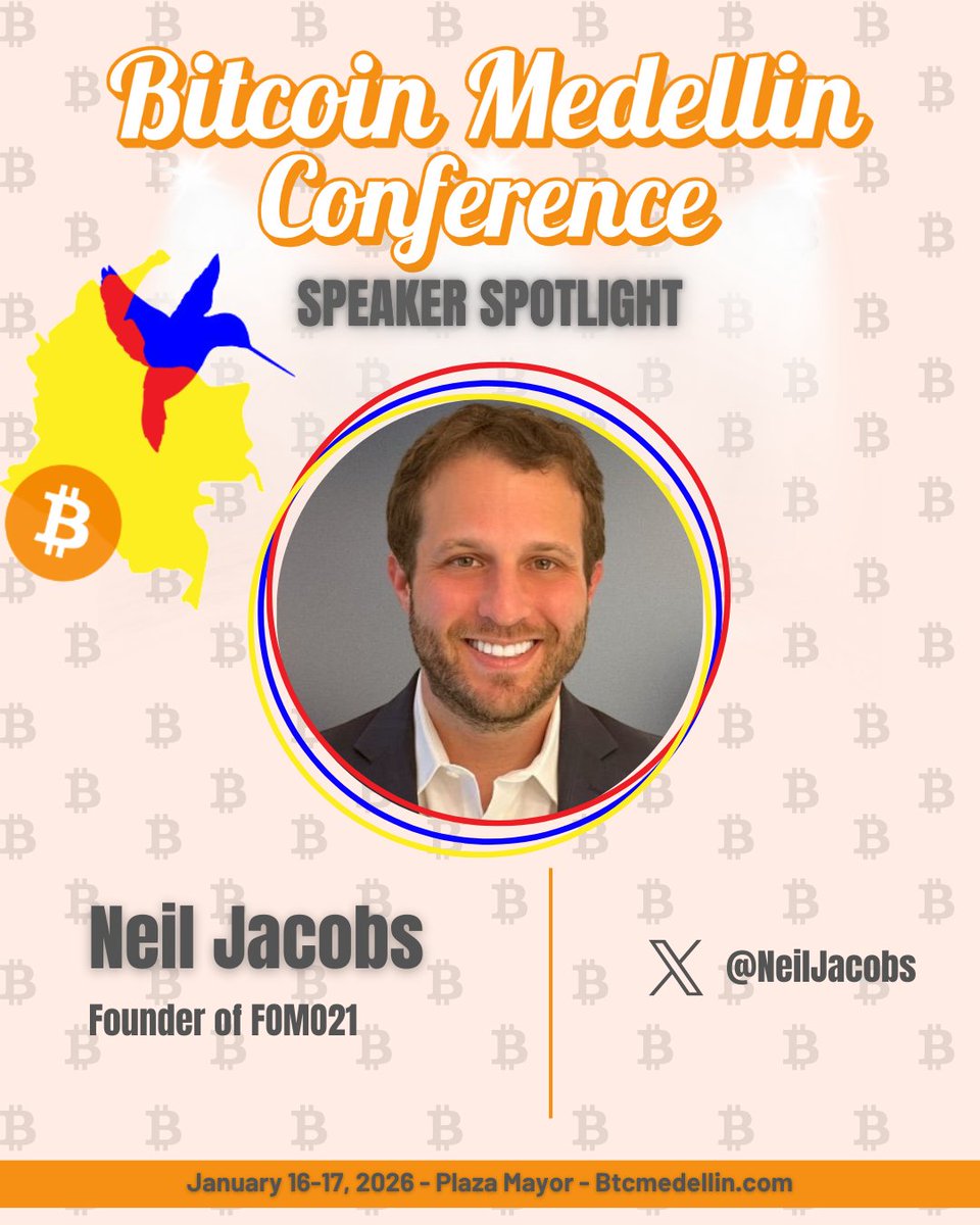 Just added @NeilJacobs: another major Bitcoin thinker for Medellín! 🌐  #BitcoinMedellin January 16-17, 2026