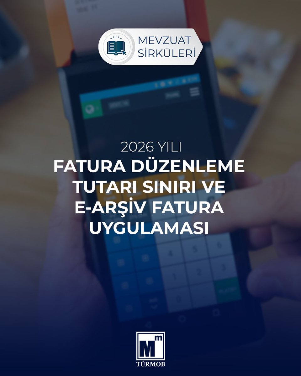 2026 Yılı Fatura Düzenleme Tutarı Sınırı ve e-Arşiv Fatura Uygulaması ➡️ turmob.info/3Z9WuHe

#türmob