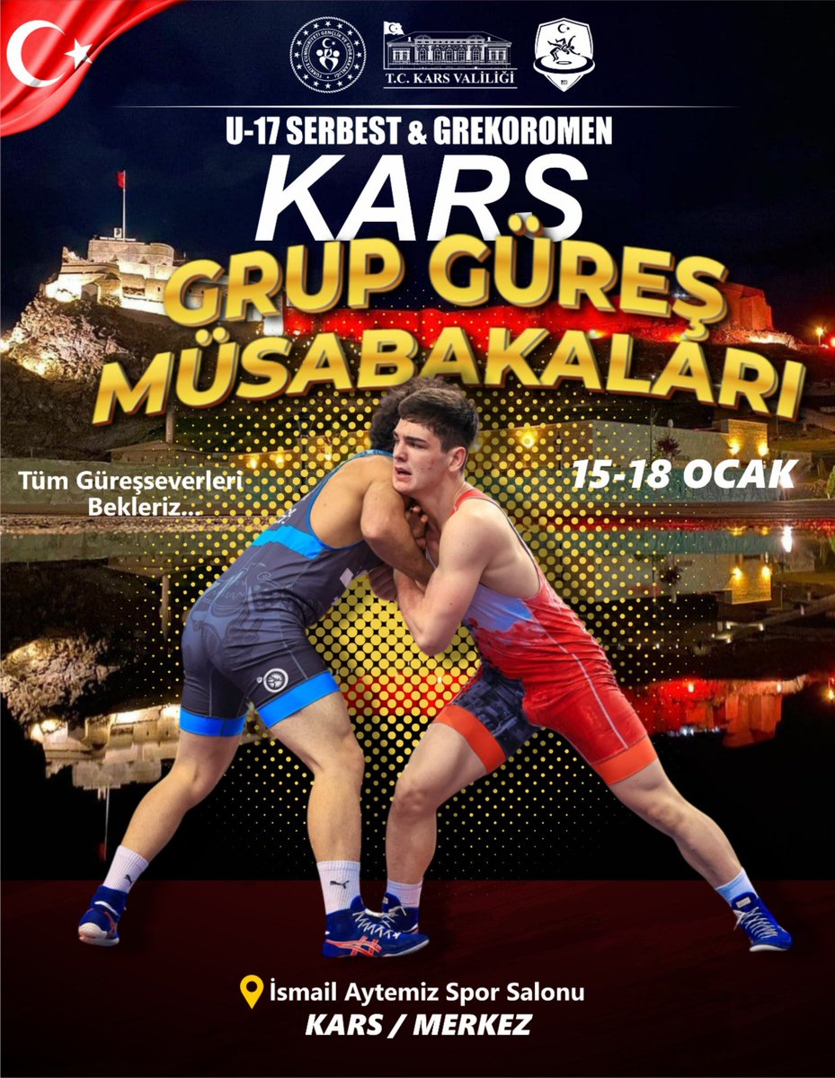 🤼‍♂️🔥 U-17 SERBEST &amp; GREKOROMEN KARS GRUP GÜREŞ MÜSABAKALARI 🔥🤼‍♂️
Türkiye’nin dört bir yanından genç pehlivanlar, Kars’ta mindere çıkıyor! 💪🇹🇷
 <a href="/OA_BAK/">Dr. Osman Aşkın Bak</a> <a href="/ziyapolat73/">Ziya POLAT</a> <a href="/mehmet_baskoylu/">Mehmet BAŞKÖYLÜ</a> <a href="/gencliksporbak/">Gençlik ve Spor Bakanlığı 🇹🇷</a> <a href="/KarsValiligi/">T.C. Kars Valiliği</a>