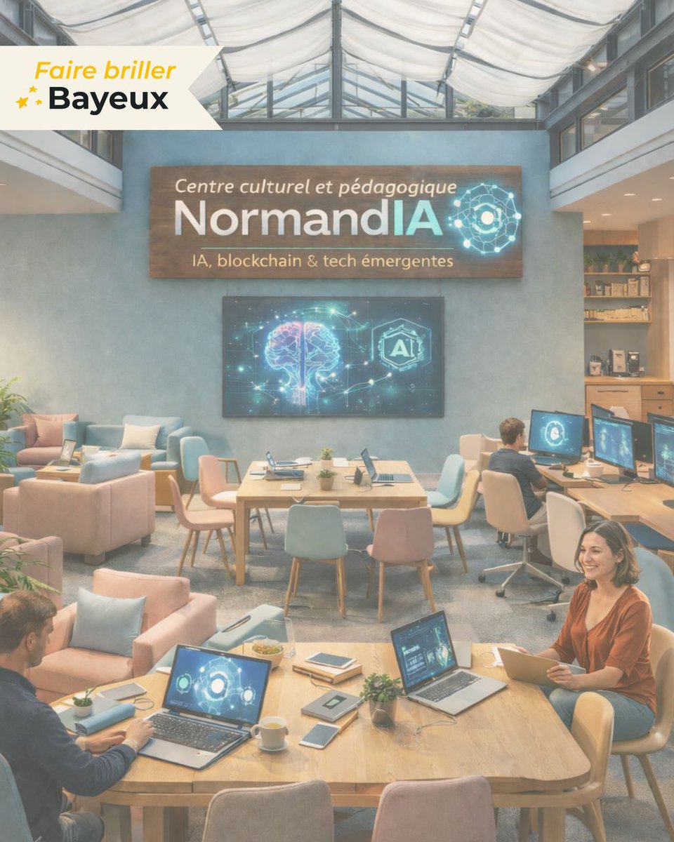 FBBayeux's tweet photo. "NormandIA, l’Avenir en Héritage" ✨
Un programme municipal pour comprendre, maîtriser et transmettre

À #Bayeux, nous proposons de ne plus subir la révolution numérique :

👉Ateliers grand public, formations pro en IA &amp; blockchain, accompagnement entrepreneurial, pôle tech local https://t.co/2mxsYulmNc