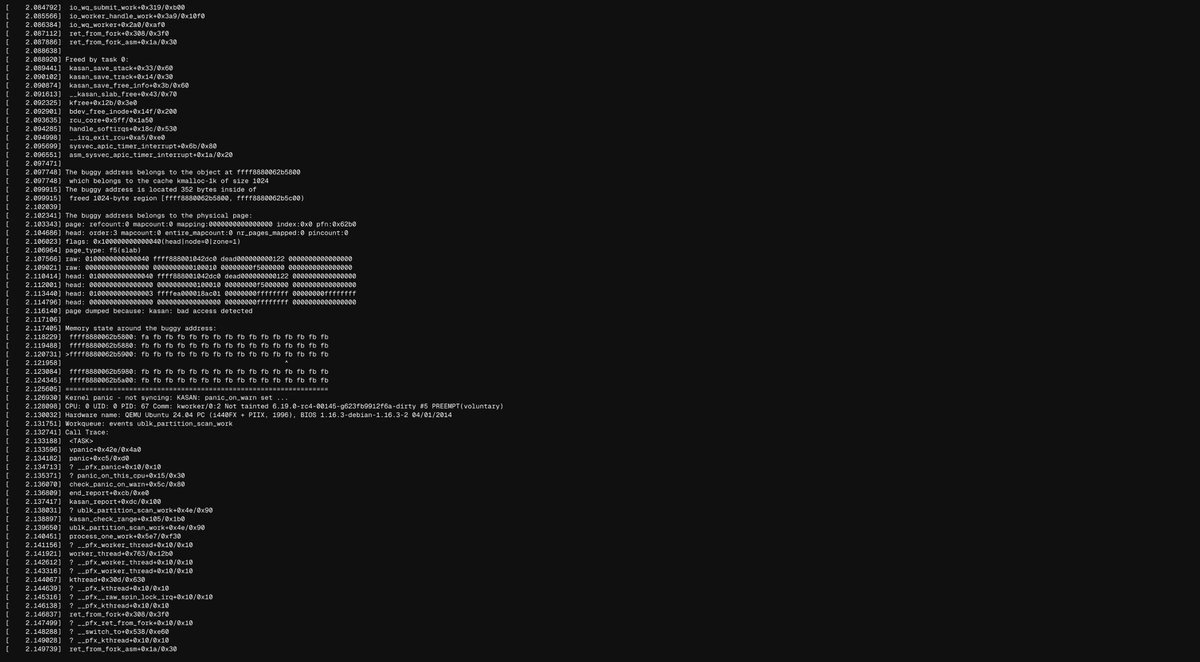 ruikai's tweet image. pwno's first kernel uaf!

patched at kernel.googlesource.com/pub/scm/linux/…