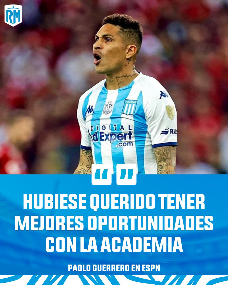 RacingManiacos's tweet image. "HUBIESE QUERIDO TENER MEJORES OPORTUNIDADES CON LA ACADEMIA. FUE LINDO. TENGO UN RESPETO ENORME GRANDE A #RACING, A LA GENTE, AL #CILINDRO, UNA MARAVILLA JUGAR AHÍ".

👉 Paolo Guerrero en #ESPN.