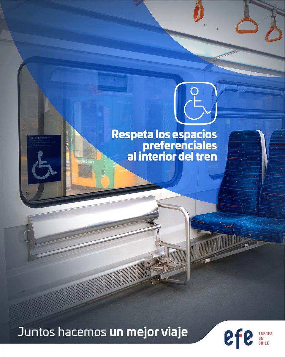 Recuerda respetar este espacio preferencial al interior del tren, está para usuarios en silla de ruedas con movilidad reducida. . 💺