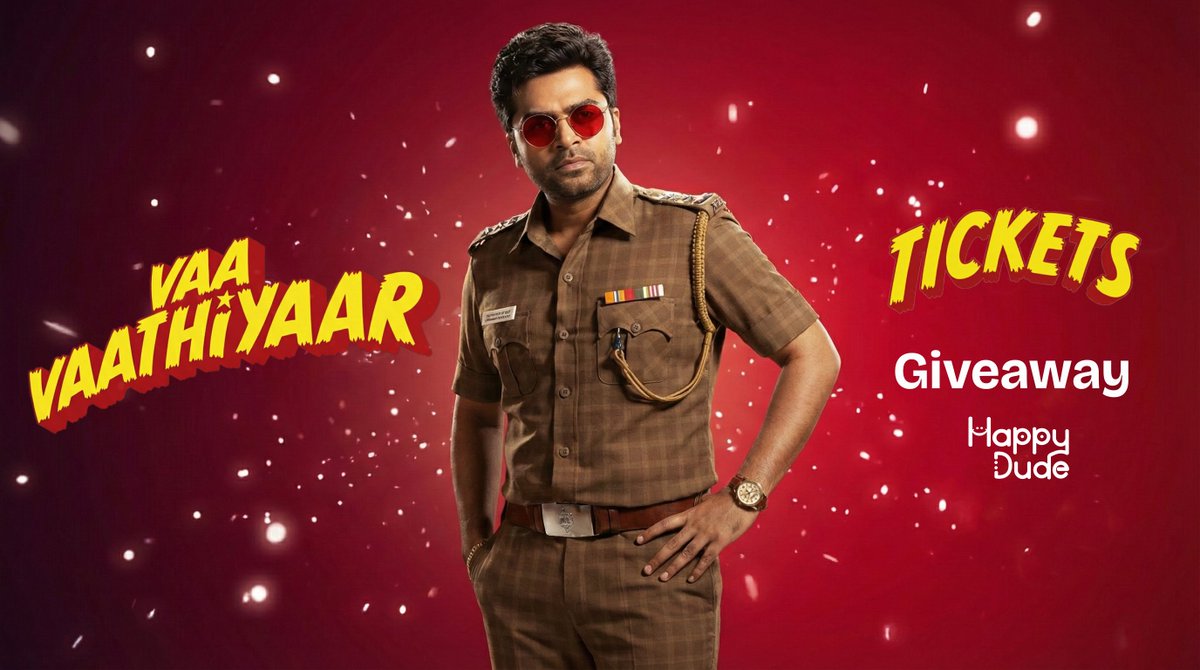 🚨 #VaaVaathiyar FIRST DAY TICKETS GIVEAWAY! 🥳 We are giving away 2 FREE TICKETS to watch the much awaited namma Karthi's Vaa Vaathiyar! 😎

• Follow <a href="/happydude_in/">Happy Dude</a> 
• RT &amp; LIKE this tweet
• Mention your District &amp; Area in comments

Winners picked on random basis! ❤️