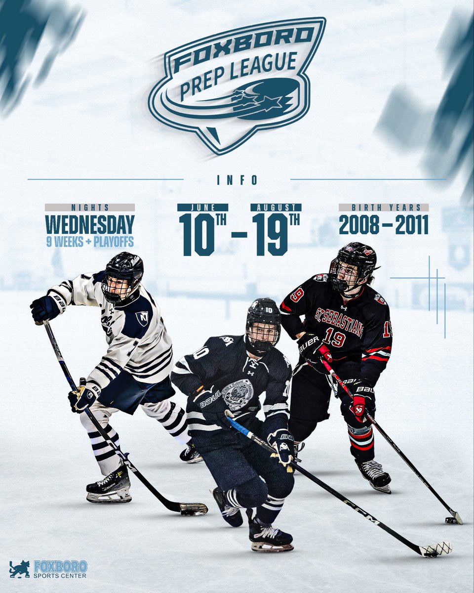 THolske91's tweet photo. The Foxboro Prep League is back this summer! 2008, 2009, 2010 and 2011 Birth Years are eligible.

To be considered for the league, fill out the player information form: 

https://t.co/PaU21SYxmE https://t.co/kDutx00HAN