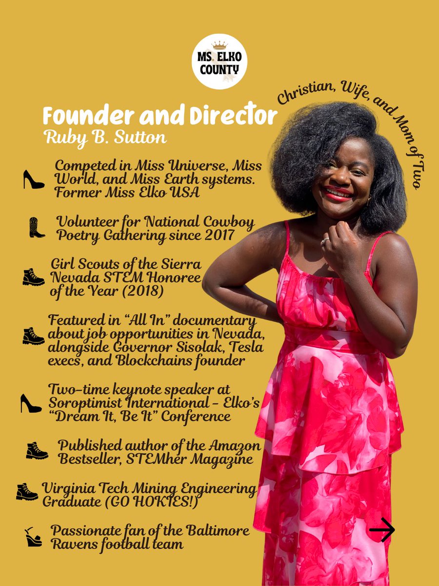 mselkocounty's tweet image. Hi, I’m Ruby, founder and director of the Ms. Elko County Pageant and Leadership Program. I started this program to provide a fun option for ladies in Northeastern Nevada. The annual Elko County Pageant is for girls &amp;amp; women, with divisions for Litttle, Preteen, Teen Miss, and Ms.