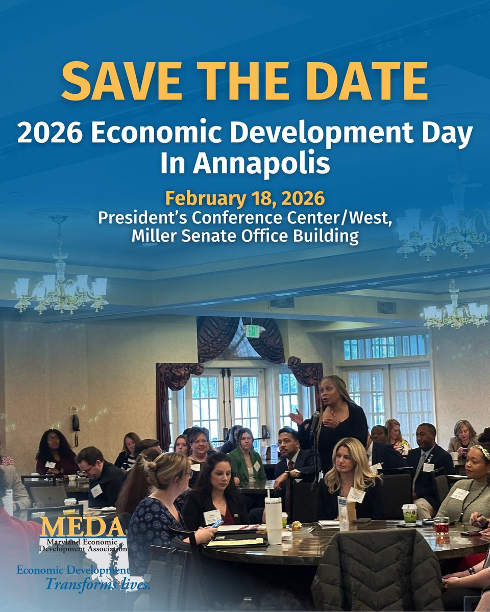 MEDA members have access to state-level conversations that shape Maryland’s business climate.

Economic Development Day in Annapolis | Feb 18, 2026 offers insight into policies impacting jobs, investment, and workforce development.

bit.ly/49cZ2cb