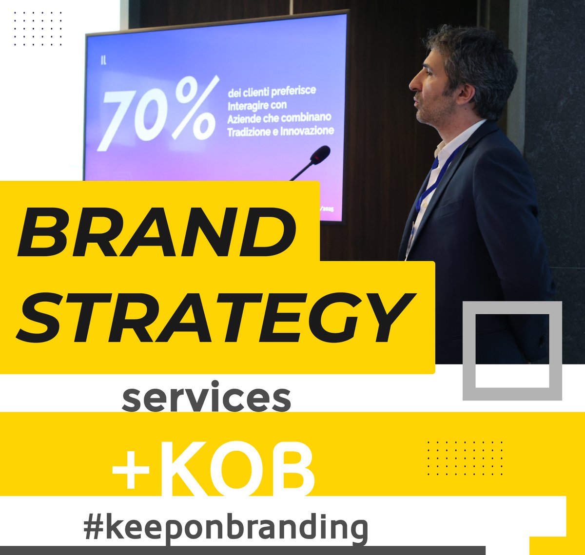 KOB - Keep On Branding srl offre servizi per la progettazione e lo sviluppo della #BrandStrategy di medie e grandi imprese nonché per relativi programmi di #BrandMarketing e #BrandBuilding.

Di più sul nostro sito: keeponbranding.com

#CorporateStrategy #Strategy