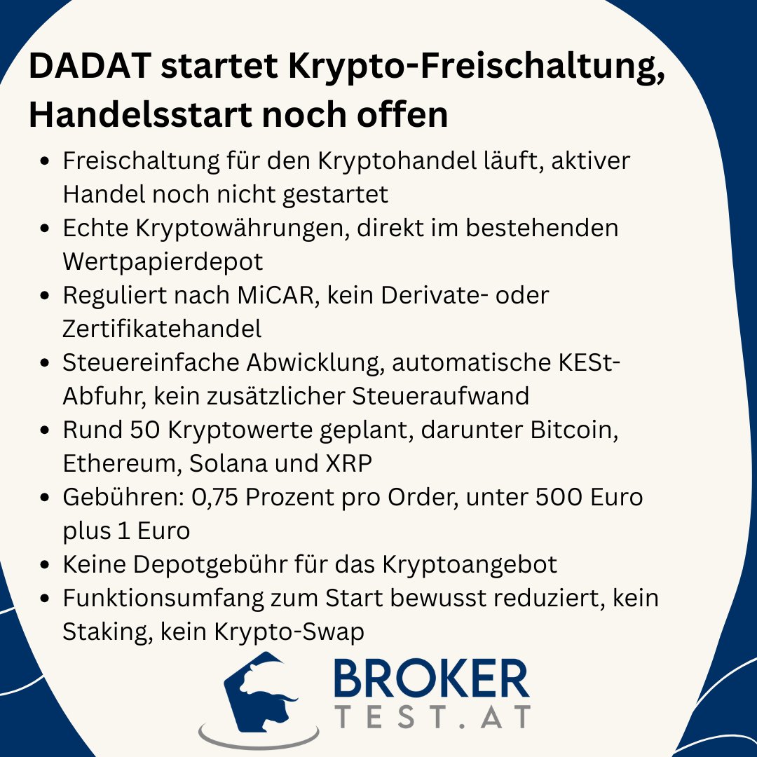 DADAT startet Krypto-Freischaltung, Handelsstart noch offen  https://t.co/ggVQ7Tcw5n #dadat #krypto #crypto #handel #start