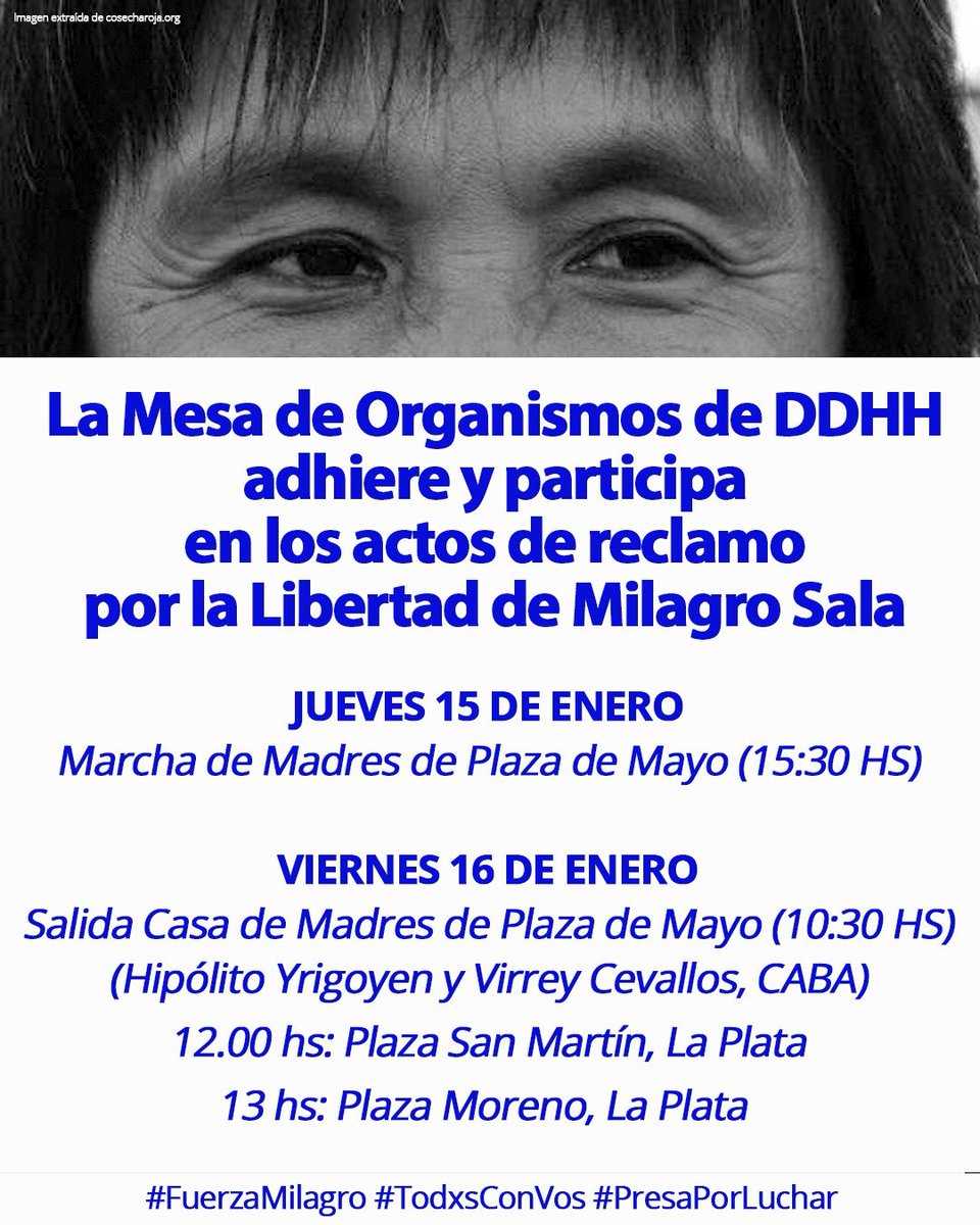 La vergüenza de estos 10 años de democracia formal y timorata
Libertad a Milagro Sala
Libertad a todos los y las presas políticas de ARGENTINA